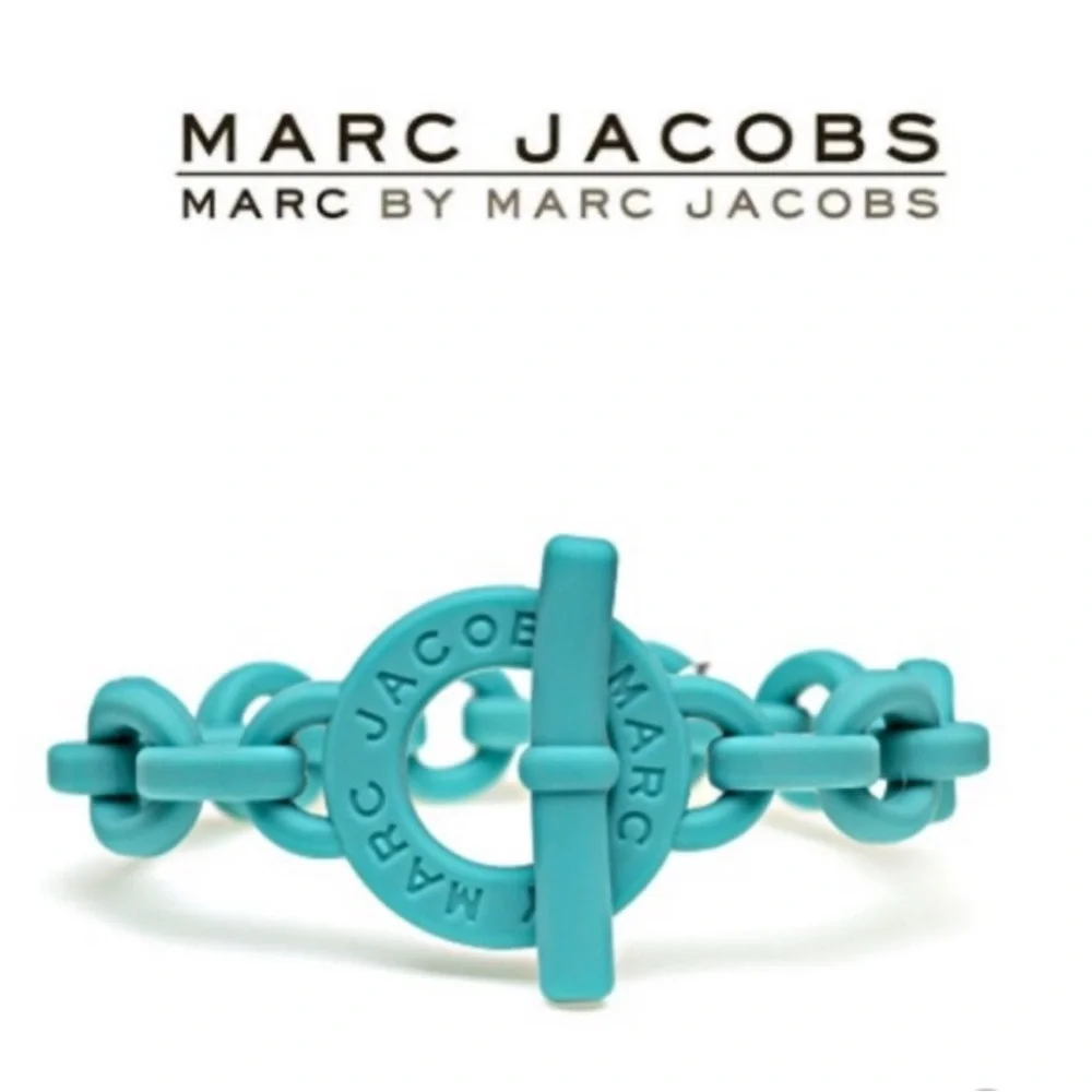New ! Marc Jacobs aqua lagoon stretch logo Chain Bracelet. - Picture 7 of 7